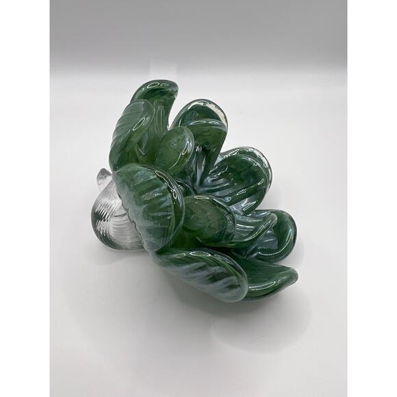 Vintage Green Art Glass Floral Sculpture Decorative Display Piece - Picture 3 of 13